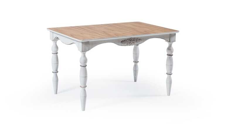  - Rustik Dikdörtgen Beyaz Eskitme Masa