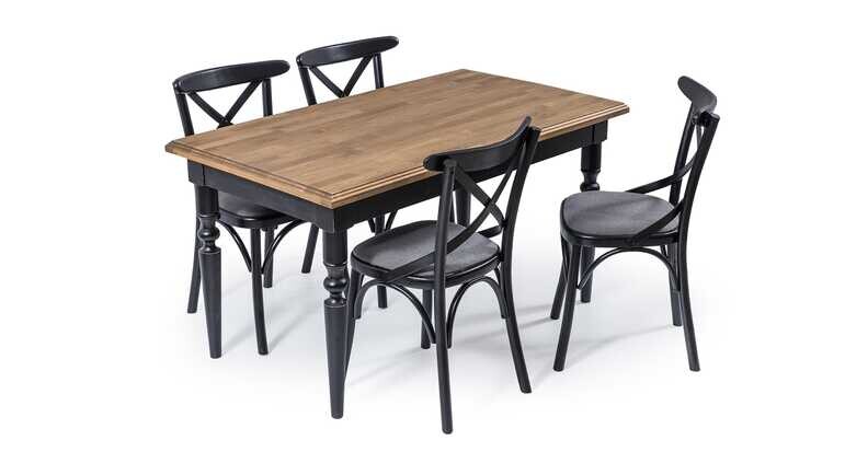  - Rustik Dikdörtgen Siyah Eskitme Masa